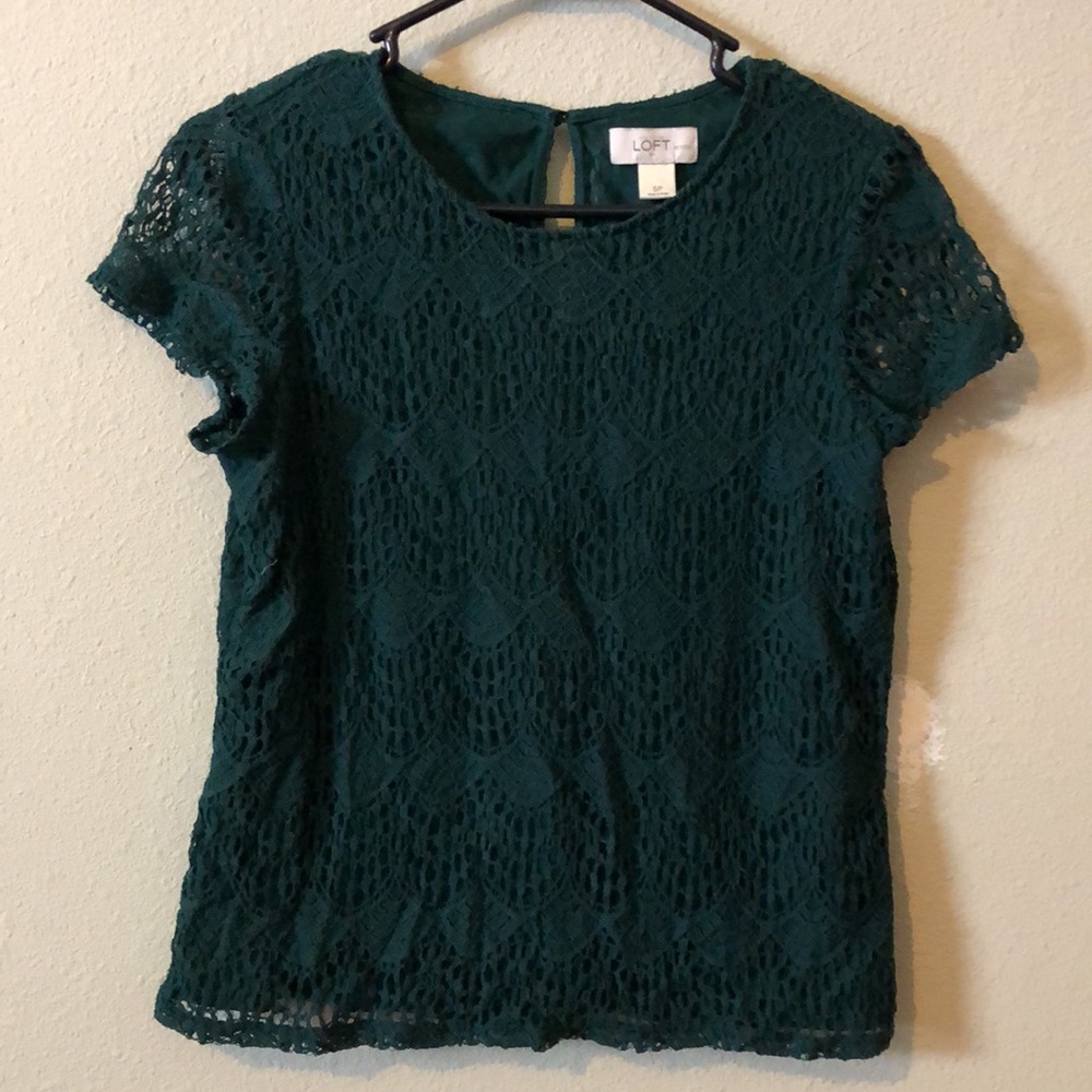 Loft Factory Petite Lace Green Blouse Small